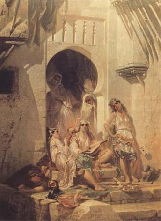 Eugene Giraud Femmes d'Alger,interieur de cour (mk32) Spain oil painting art